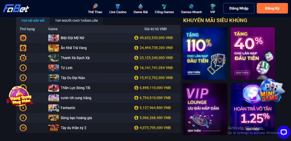 Vòng quay miễn phí cho trò chơi nổ hũ